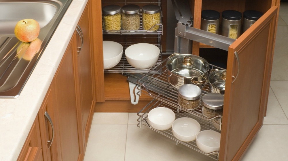 Feature | Detail of open kitchen cabinet with cans of beans | Kitchen Storage Hacks That Think Inside The Box