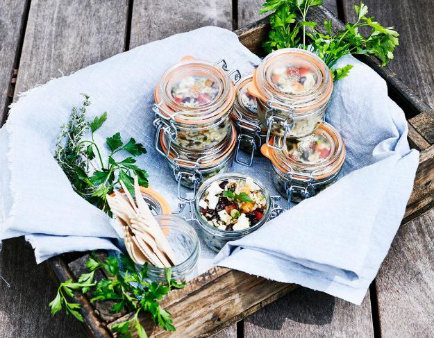 Pack Side Dishes into Small Lidded Jars | These Simple Outdoor Entertaining Hacks Will Guarantee You Have The “Coolest House On The Block”